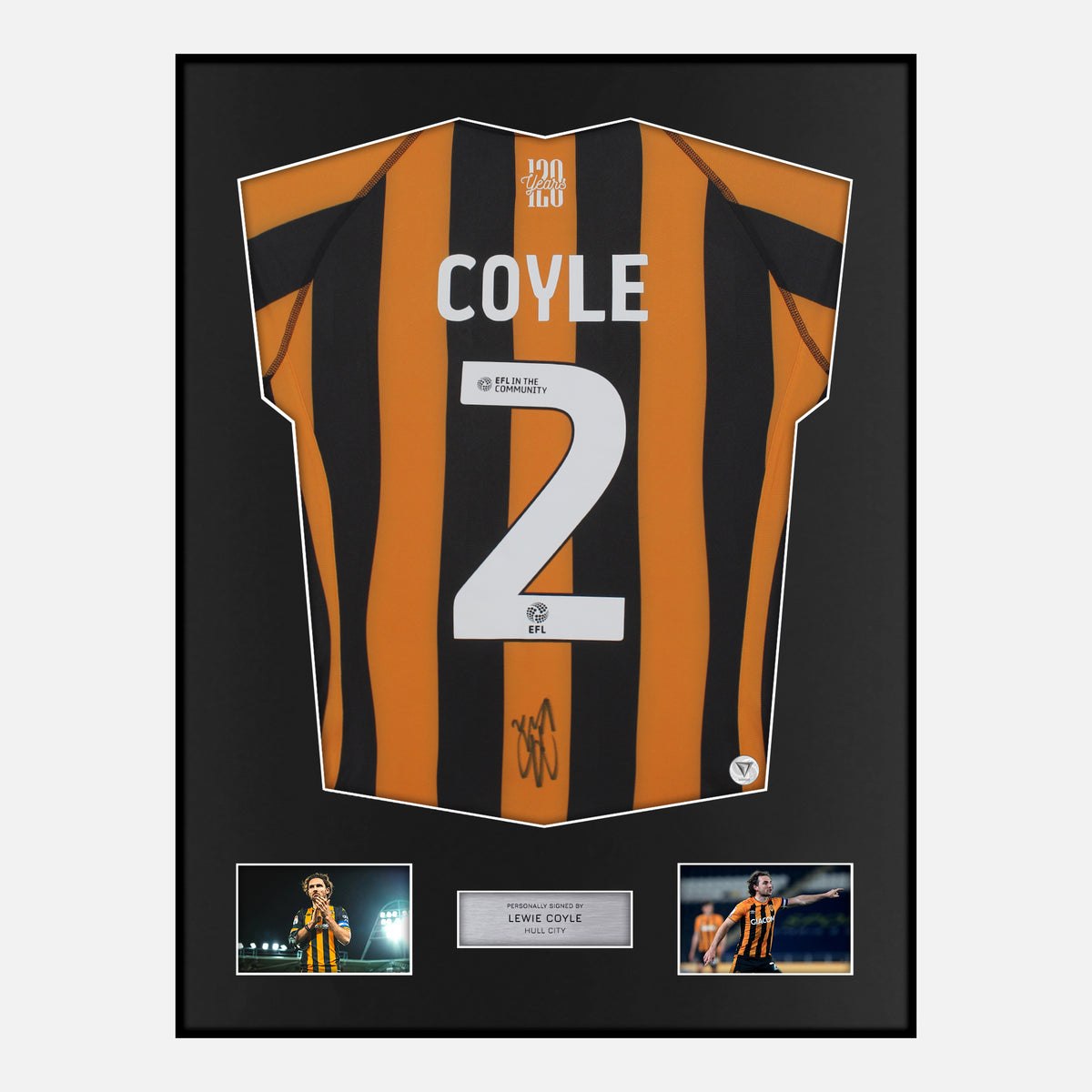Framed Lewie Coyle Signed Hull City Shirt Home 2024-25 [Classic] — Verified autograph with NFC and certificate | The Vault