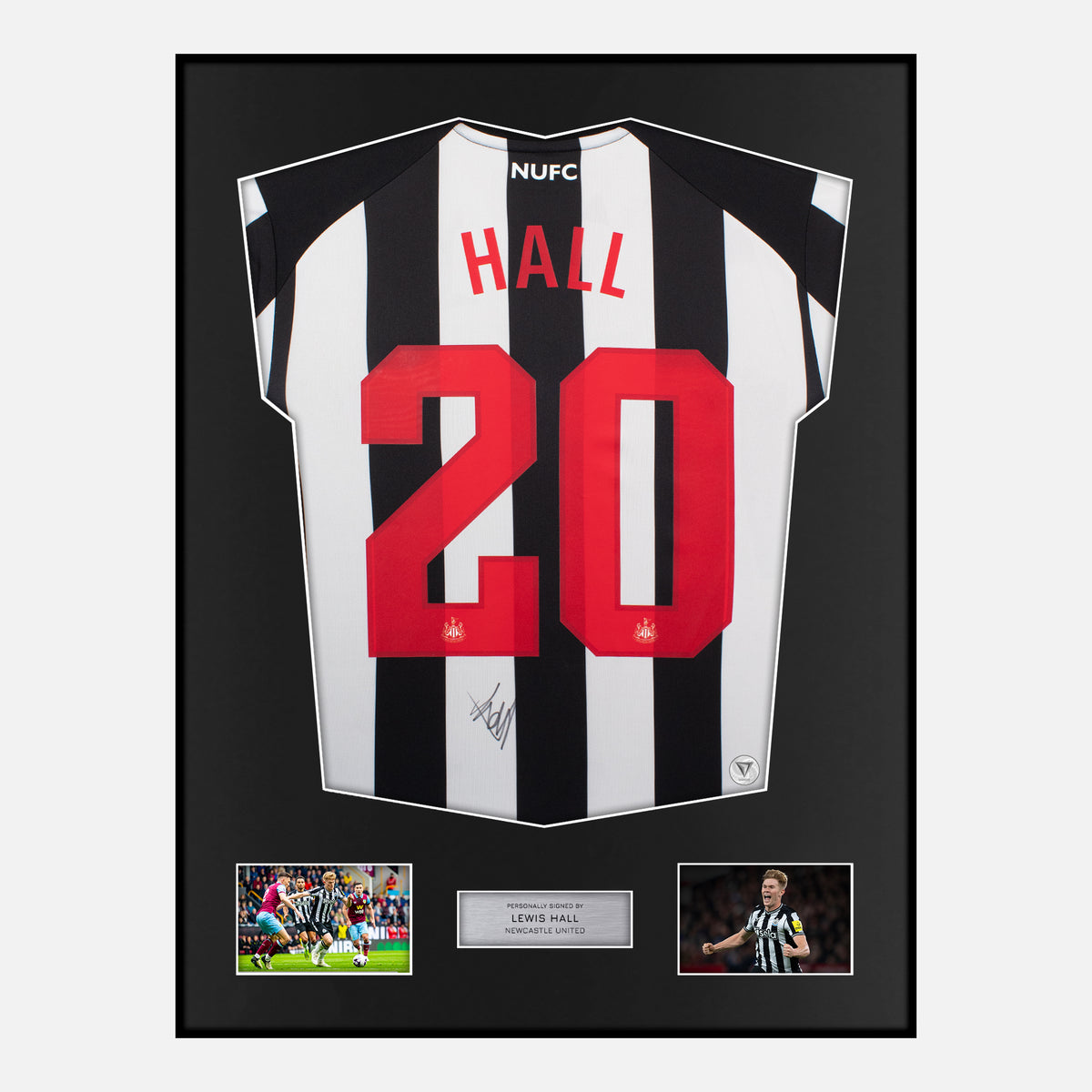 Framed Lewis Hall Signed Newcastle United Shirt 2023-24 Home [Classic] — Verified autograph with NFC and certificate | The Vault