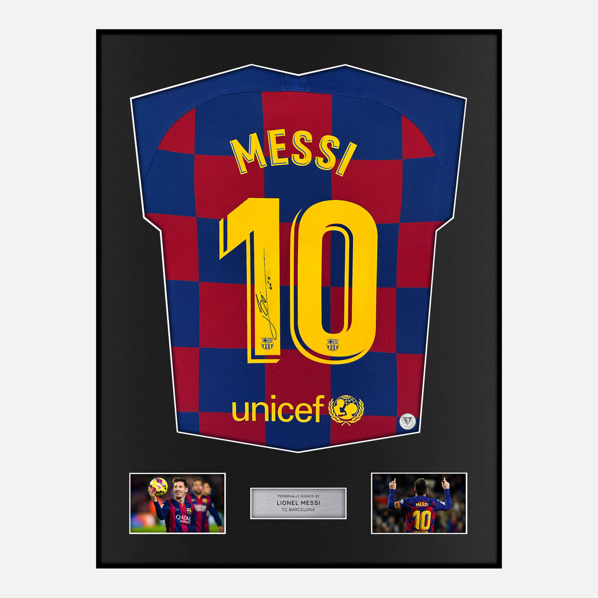 Framed Lionel Messi Signed Barcelona Shirt 2019-20 Home [Classic] — Verified autograph with NFC and certificate | The Vault