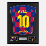 Framed Lionel Messi Signed Barcelona Shirt 2019-20 Home [Modern]