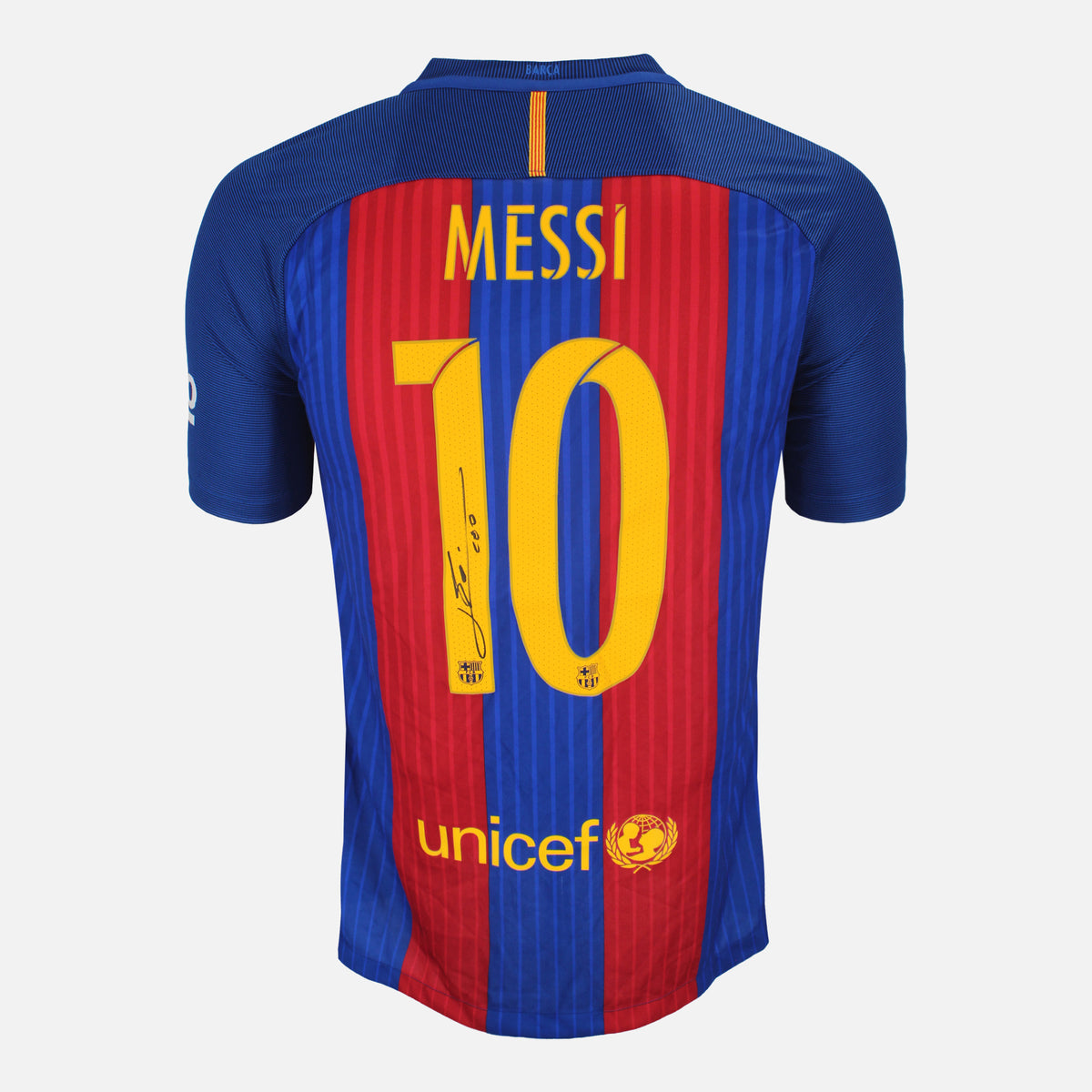 Lionel Messi Signed Barcelona Shirt 2016-17 Home [10] — Official Barcelona shirt signed by Lionel Messi | The Vault