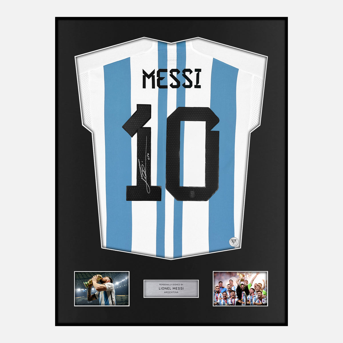 Framed Lionel Messi Signed Argentina Shirt 2022 World Cup [Classic] — Verified autograph with NFC and certificate | The Vault
