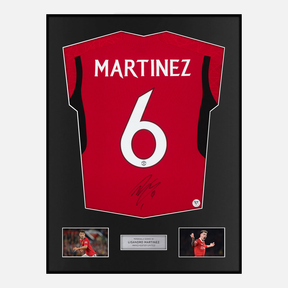 Framed Lisandro Martinez Signed Manchester United Shirt 6 [Classic] — Verified autograph with NFC and certificate | The Vault