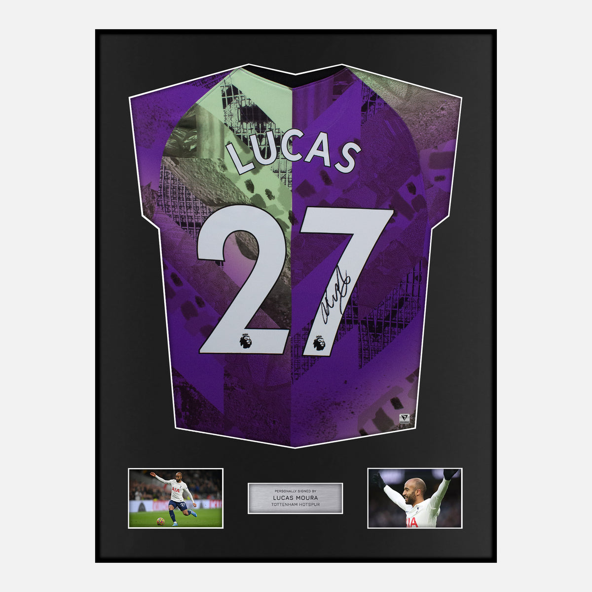 Framed Lucas Moura Signed Tottenham Hotspur Shirt 2021-22 Third [Classic] — Verified autograph with NFC and certificate | The Vault