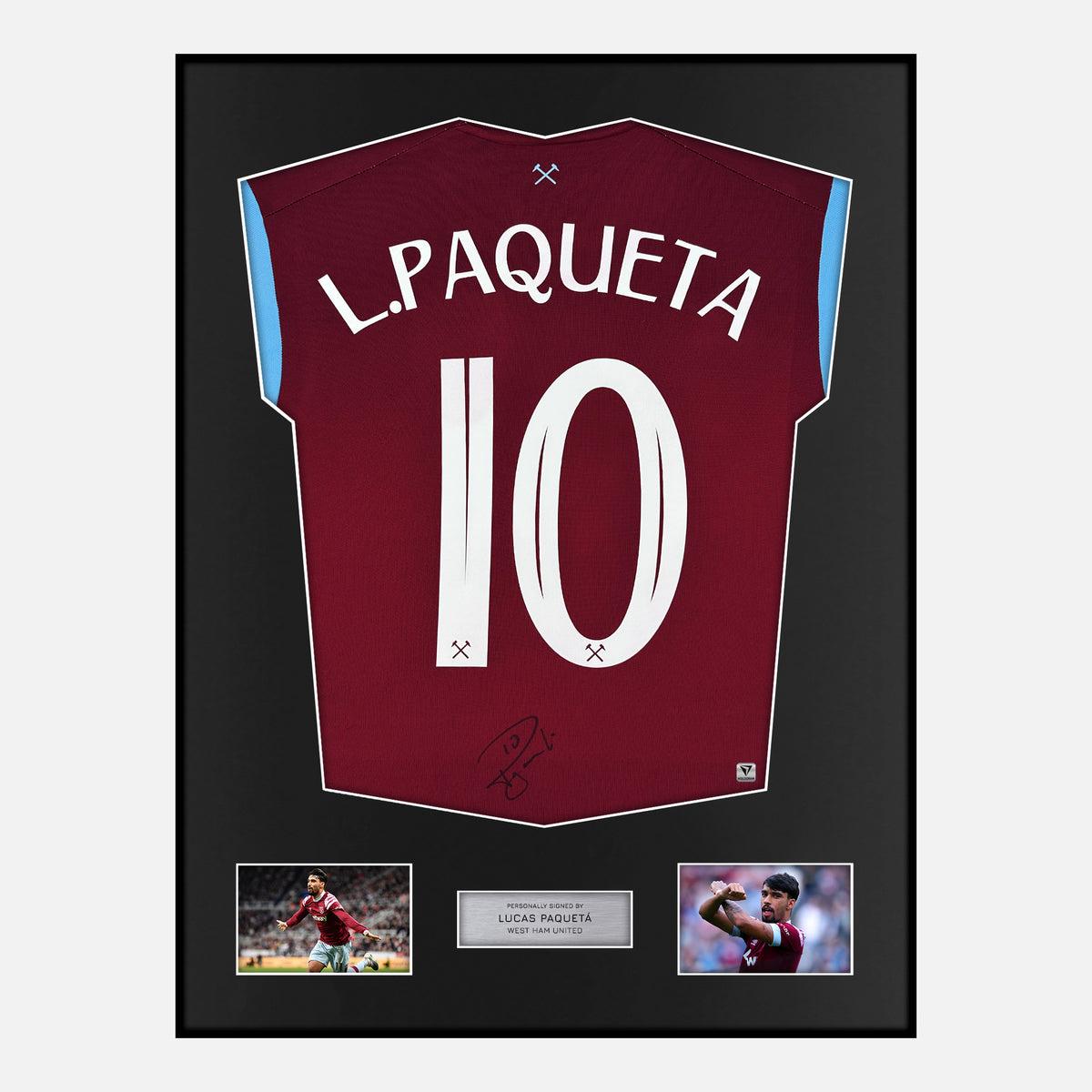 Framed Lucas Paquetá Signed West Ham United Shirt Home [Classic] — Displaying your Lucas Paquetá framed shirts [signed] | The Vault