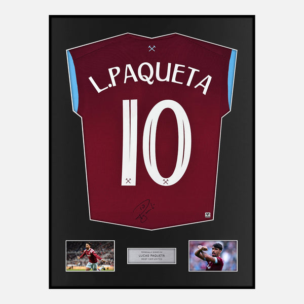 Framed Lucas Paquetá Signed West Ham United Shirt Home [Modern]