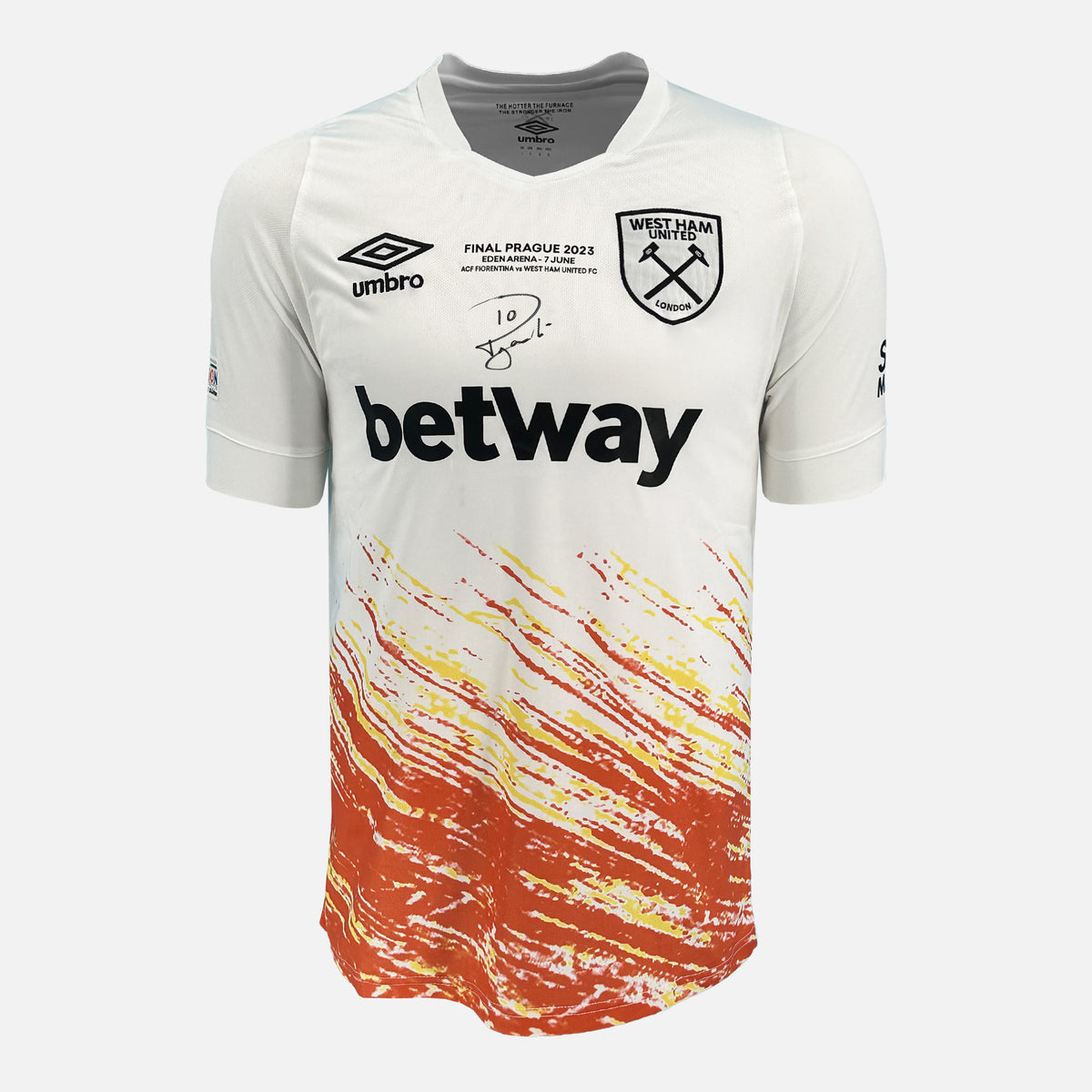 Lucas Paqueta Signed West Ham Shirt 2023 Conference Final Winners [Front] — West Ham United signed shirt from the 2023 season | The Vault