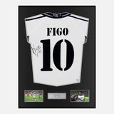 Framed Luis Figo Signed Real Madrid Shirt 2000-01 Home [Classic]