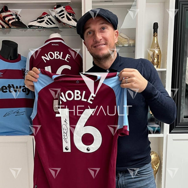 Framed Noble Signed Shirt, West Ham Home [Mini]