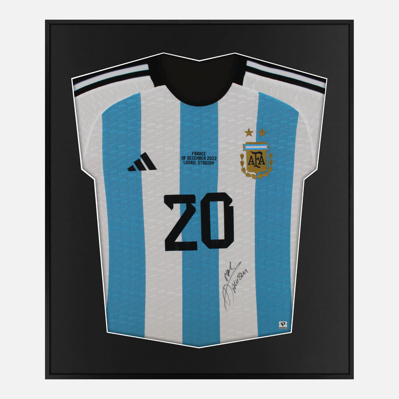 Framed Mac Allister Signed Argentina Shirt 2022 World Cup Winners [Mini]