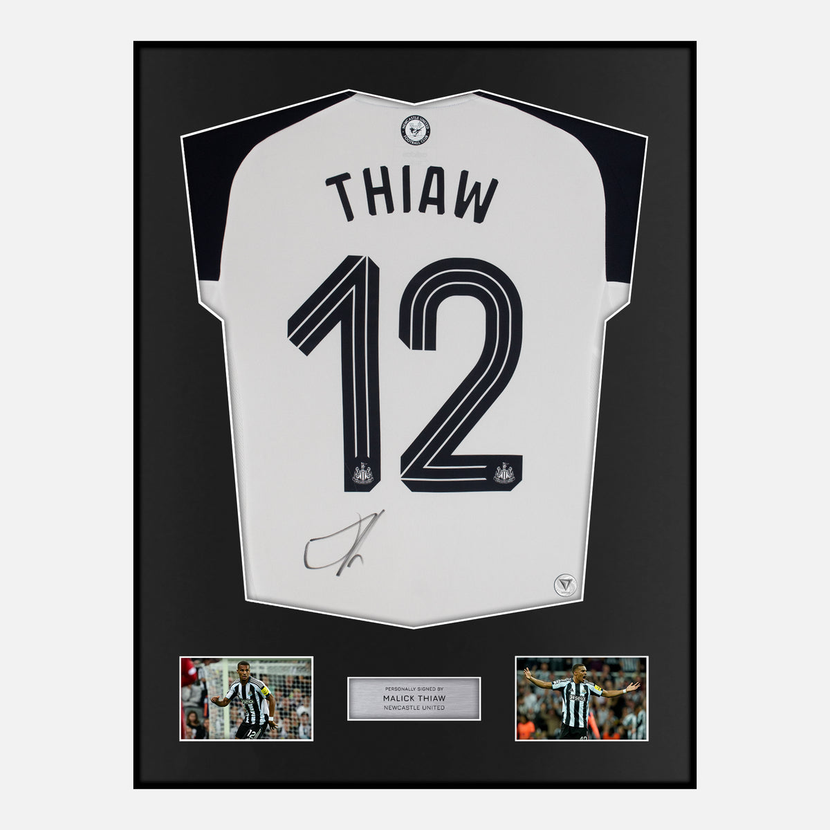 Framed Malick Thiaw Signed Newcastle United Shirt Home [Classic] — Verified autograph with NFC and certificate | The Vault