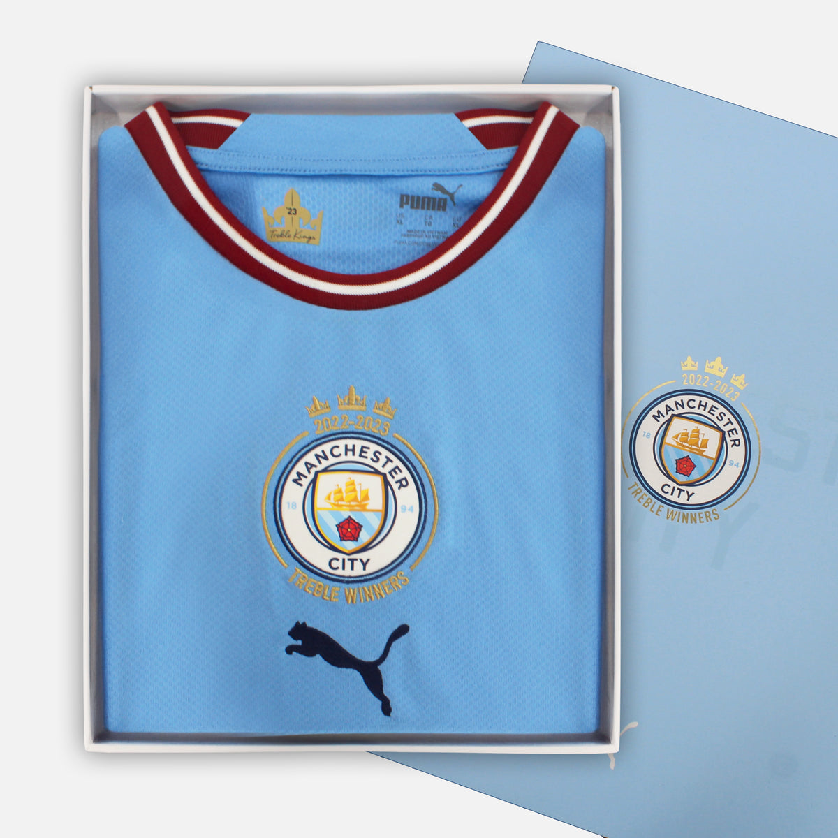 2022-23 Manchester City Treble Winner Commemorative Shirt [New] Boxed — Original and official Manchester City shirt, brand new with tags | The Vault