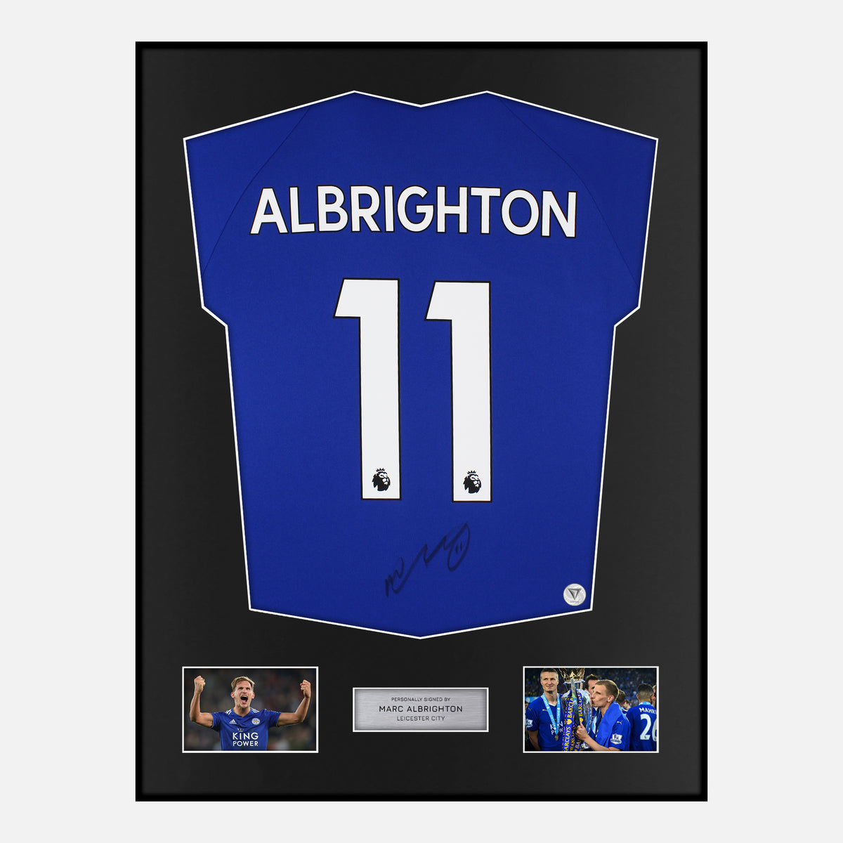 Framed Marc Albrighton Signed Leicester City Shirt [Classic] — Verified autograph with NFC and certificate | The Vault