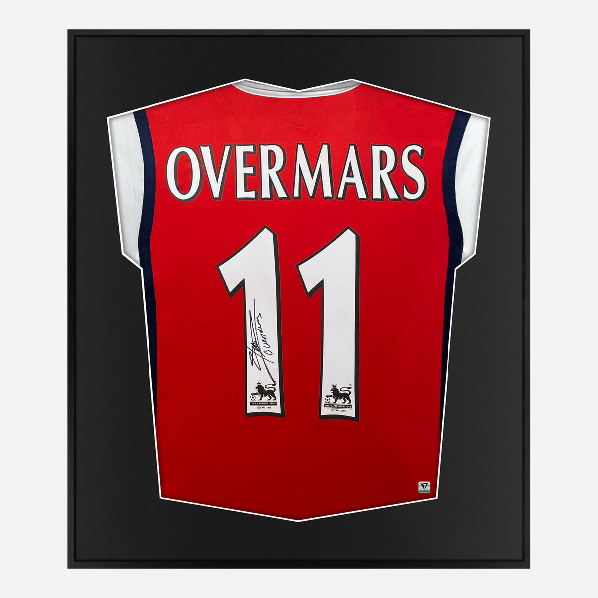 Framed Overmars Signed Shirt, Arsenal Home [Lite] — Authentic signature with NFC and COA | The Vault