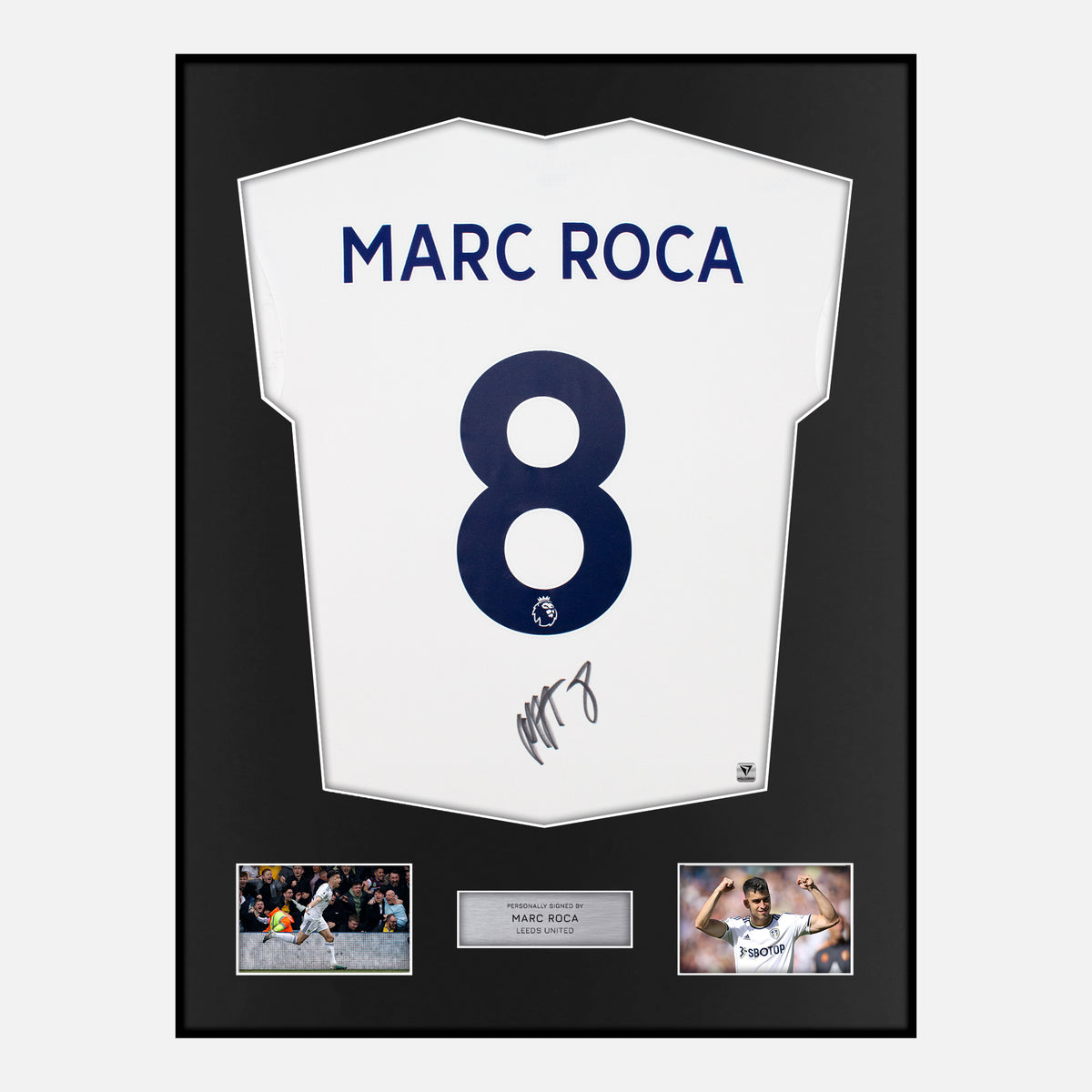 Framed Marc Roca Signed Leeds United Shirt 2022-23 Home [Classic] — Verified autograph with NFC and certificate | The Vault