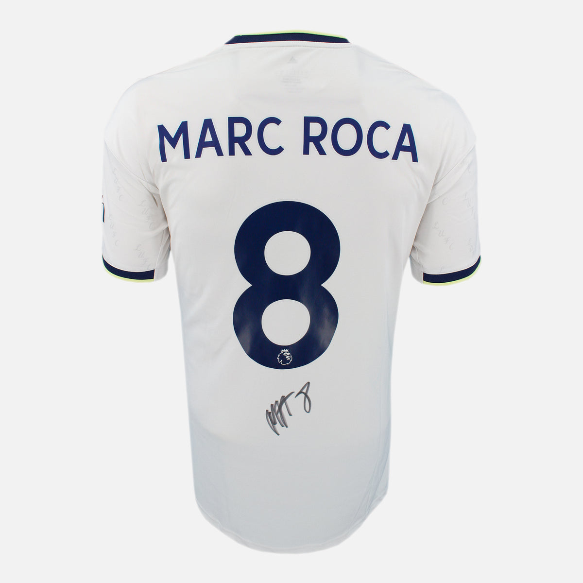 Marc Roca Signed Leeds United Shirt 2022-23 Home [8] — Leeds United signed shirt from the 2022 to 2023 season | The Vault