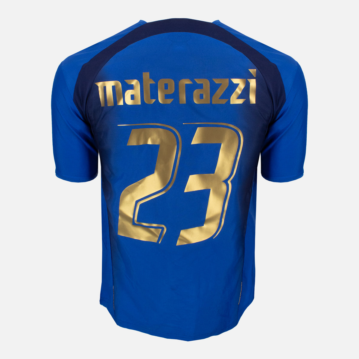 2006 Italy Home Shirt Marco Materazzi 23, World Cup Winners [Excellent] — Verified official Italy shirt, condition graded | The Vault