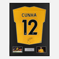 Framed Matheus Cunha Signed Wolves Shirt 2022-23 Home [Classic]