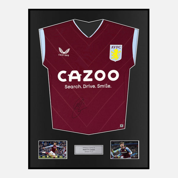 Framed Matty Cash Signed Aston Villa Shirt 2022-23 Home Front [Modern]