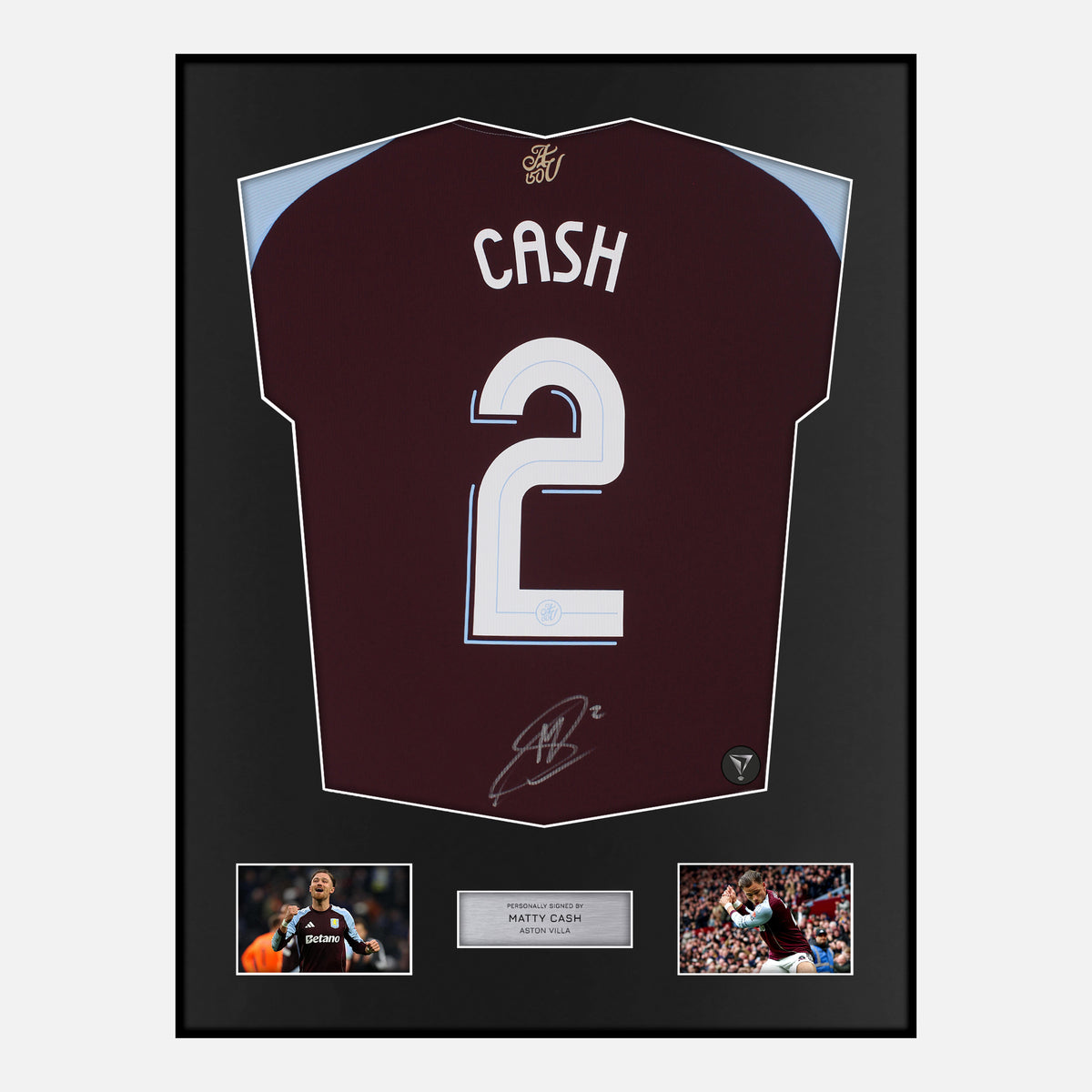 Framed Matty Cash Signed Aston Villa Shirt UCL [Classic] — Classic framed Aston Villa shirt signed by Matty Cash | The Vault