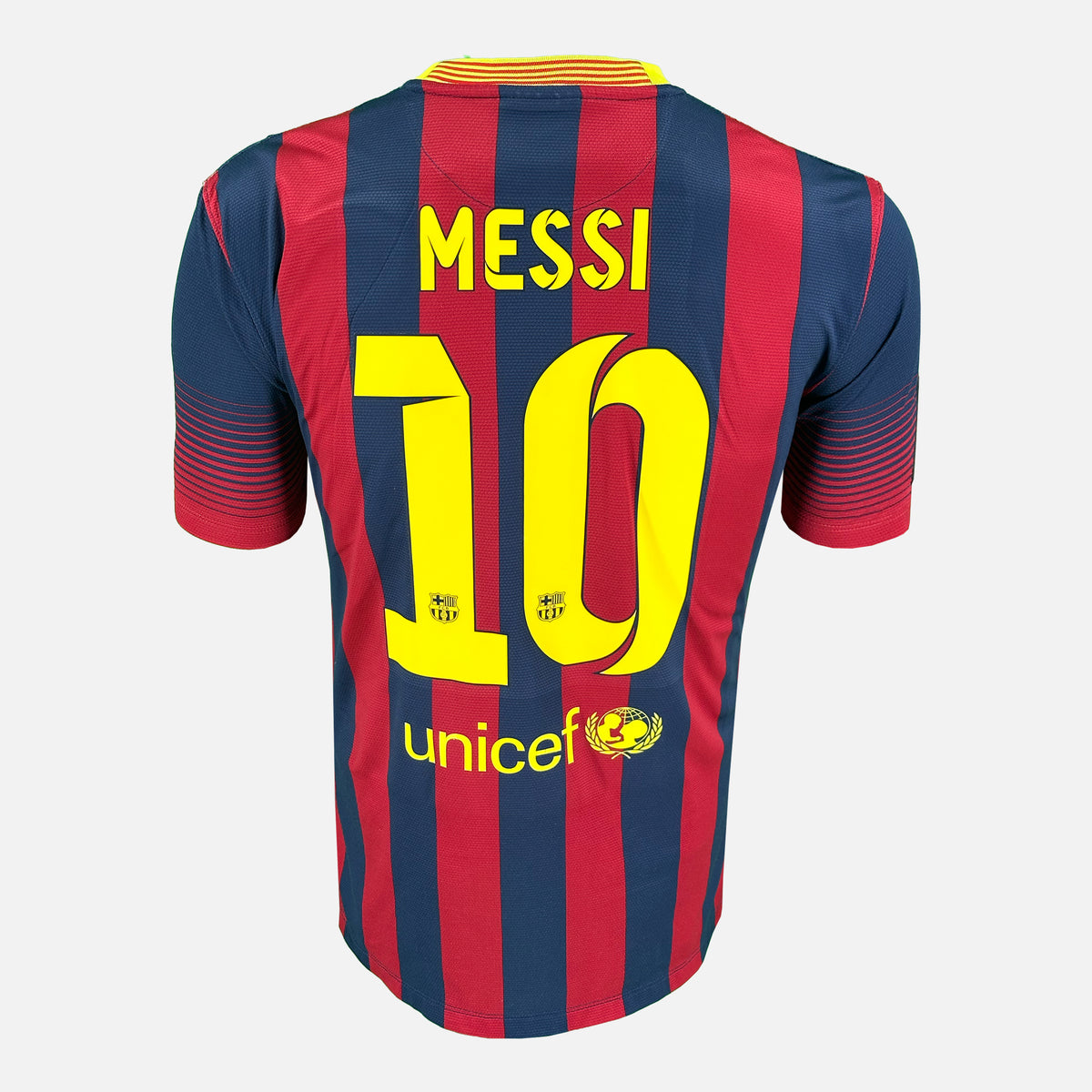 2013-14 Barcelona Home Shirt Messi 10 [Excellent] L — Verified official Barcelona shirt, condition graded | The Vault