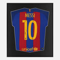 Framed Messi Signed Shirt, Barcelona 2016-17 Home [Lite]