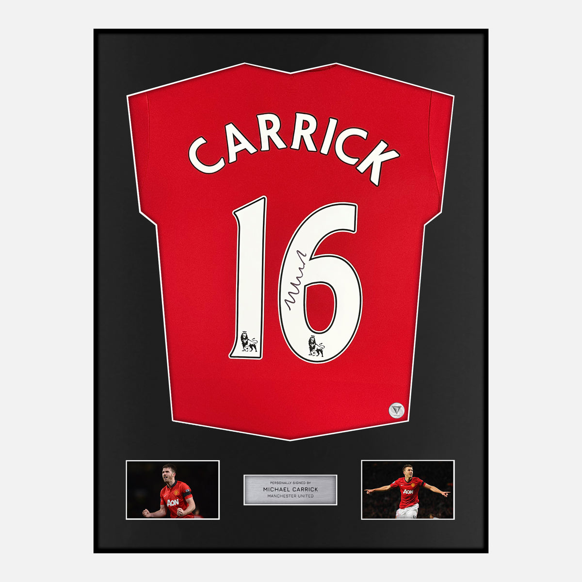 Framed Michael Carrick Signed Manchester United Shirt Home 2015-16 [Classic] — Verified autograph with NFC and certificate | The Vault