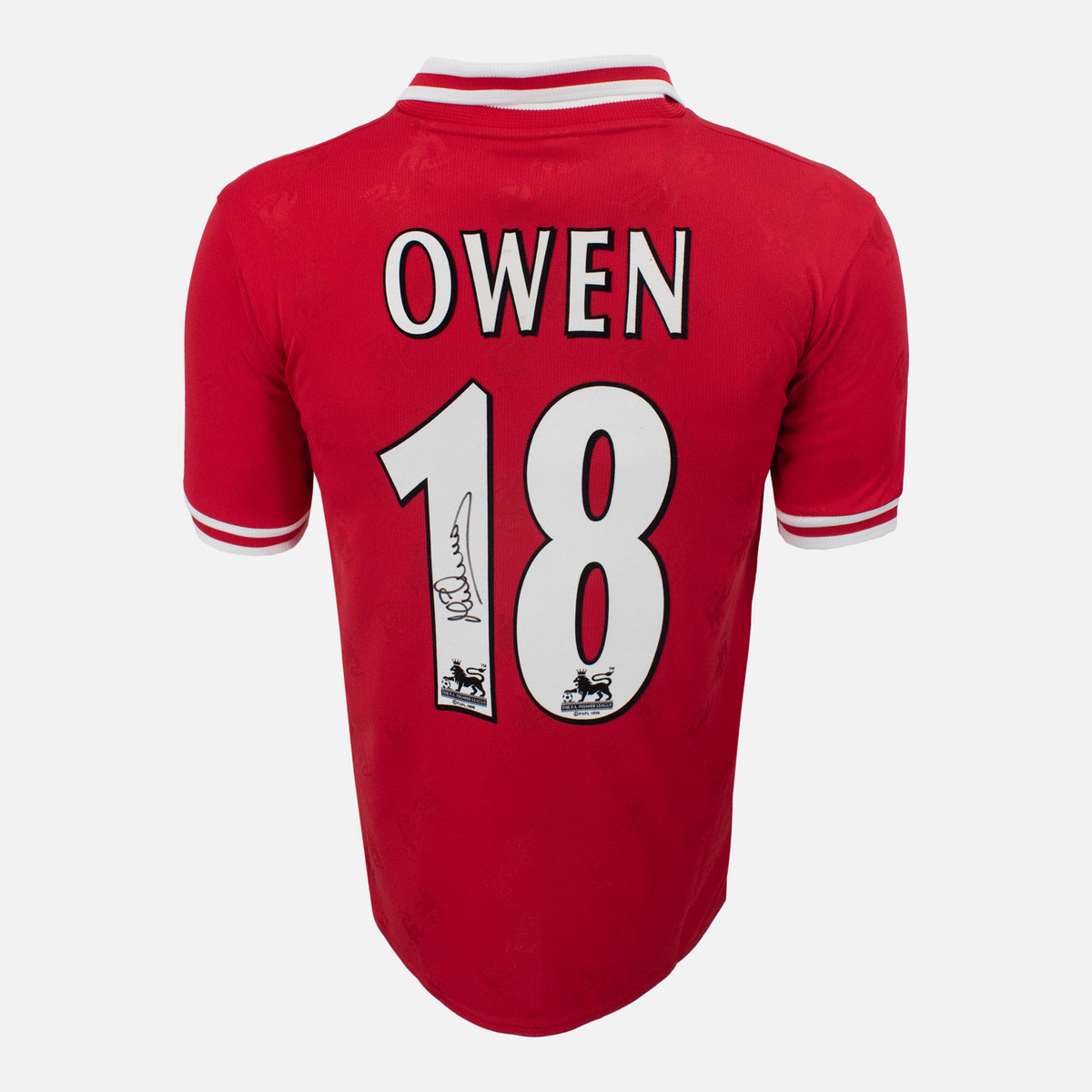 Michael Owen Signed Liverpool Shirt 1996-98 Home Rookie [18] — Liverpool signed shirt from the 1996 to 1998 season | The Vault