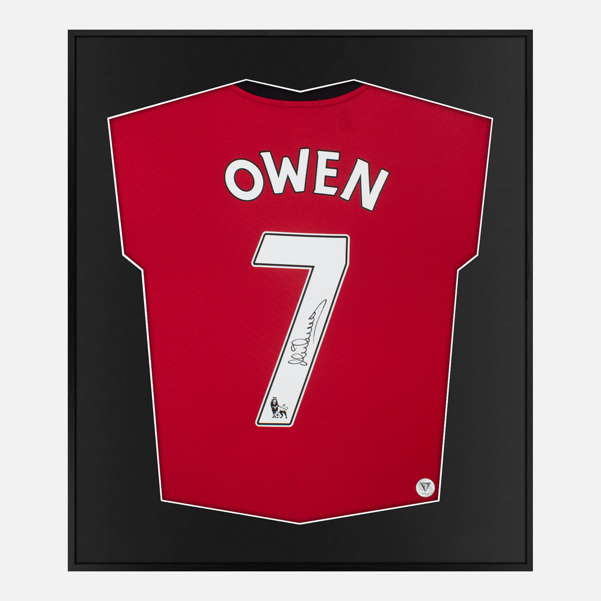 Framed Owen Signed Manchester United Shirt, Number 7 Home [Lite] — Authentic signature with NFC and COA | The Vault