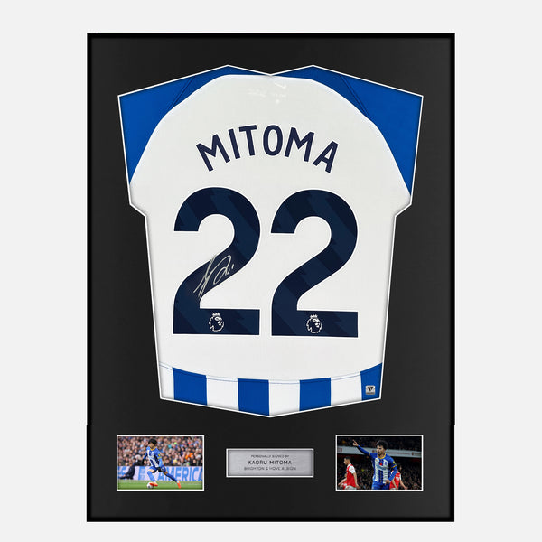 Framed Kaoru Mitoma Signed Brighton Shirt Home 2023-24 [Classic]