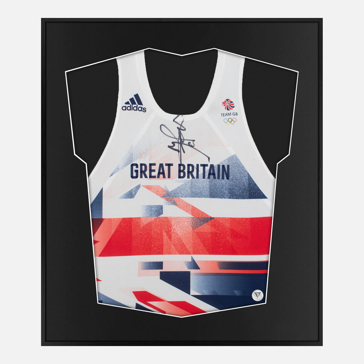 Framed Sir Mo Farah Signed Vest, London 2012 Olympics [Lite] — Authentic signature with NFC and COA | The Vault