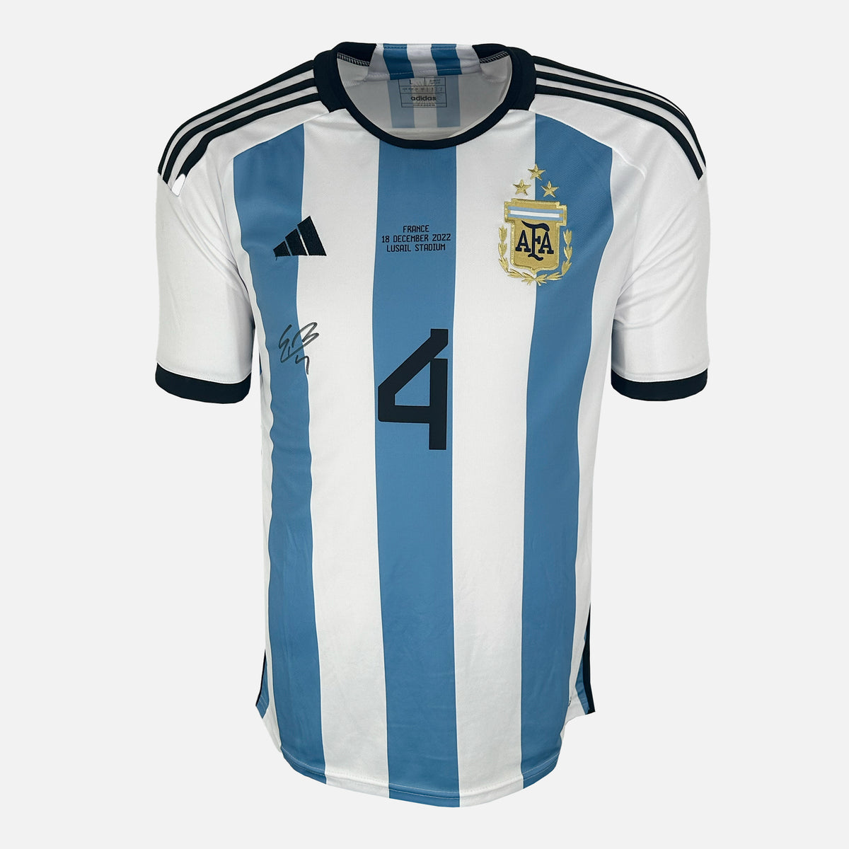 Gonzalo Montiel Signed Argentina Shirt 2022 World Cup [Front] — Argentina signed shirt from the 2022 season | The Vault
