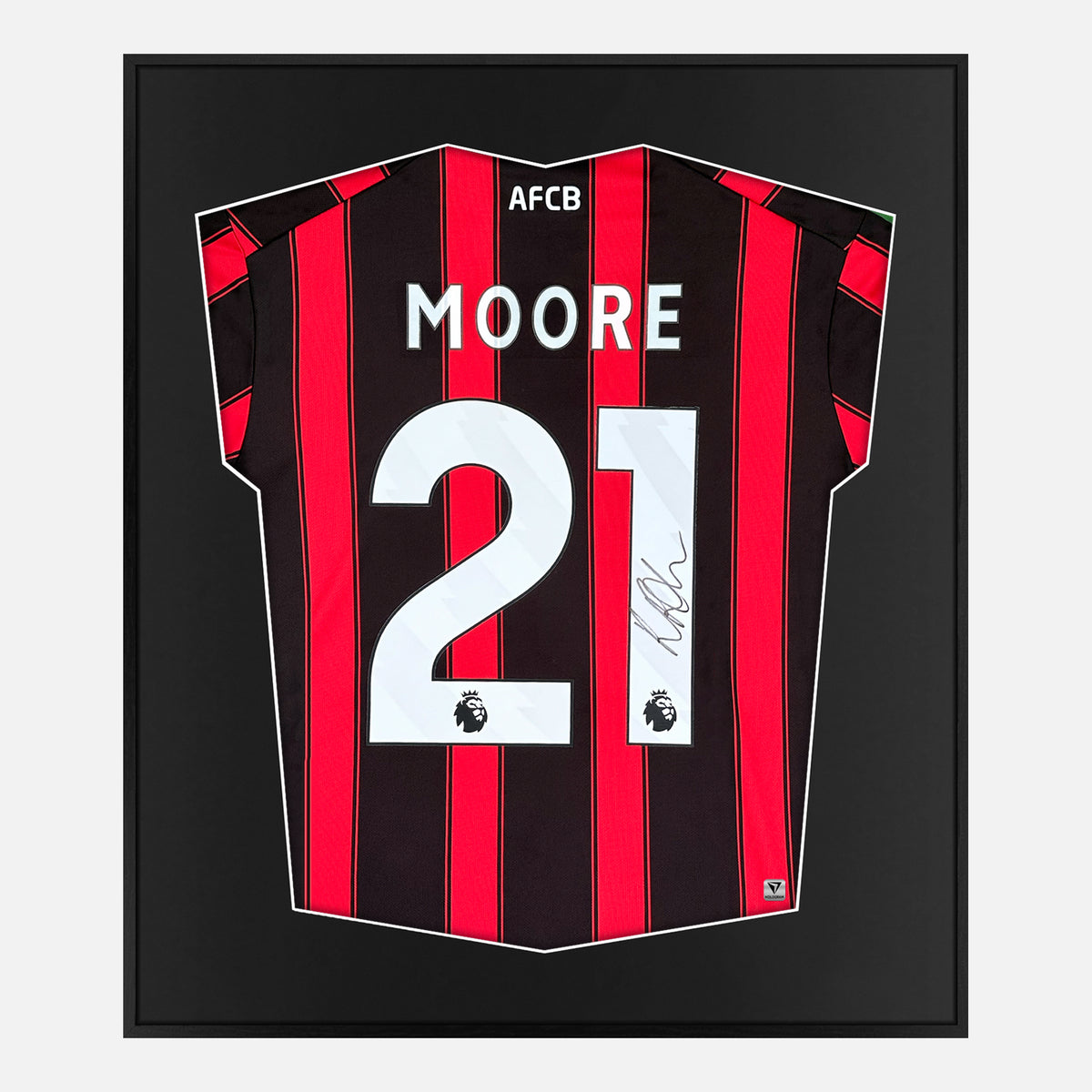 Framed Kieffer Moore Signed Shirt, AFC Bournemouth [Lite] — Authentic signature with NFC and COA | The Vault