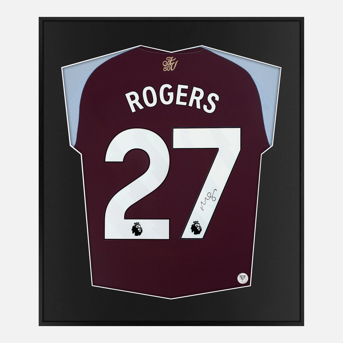 Framed Rogers Signed Shirt, Aston Villa [Lite] — Lite framed Aston Villa shirt signed by Morgan Rogers | The Vault