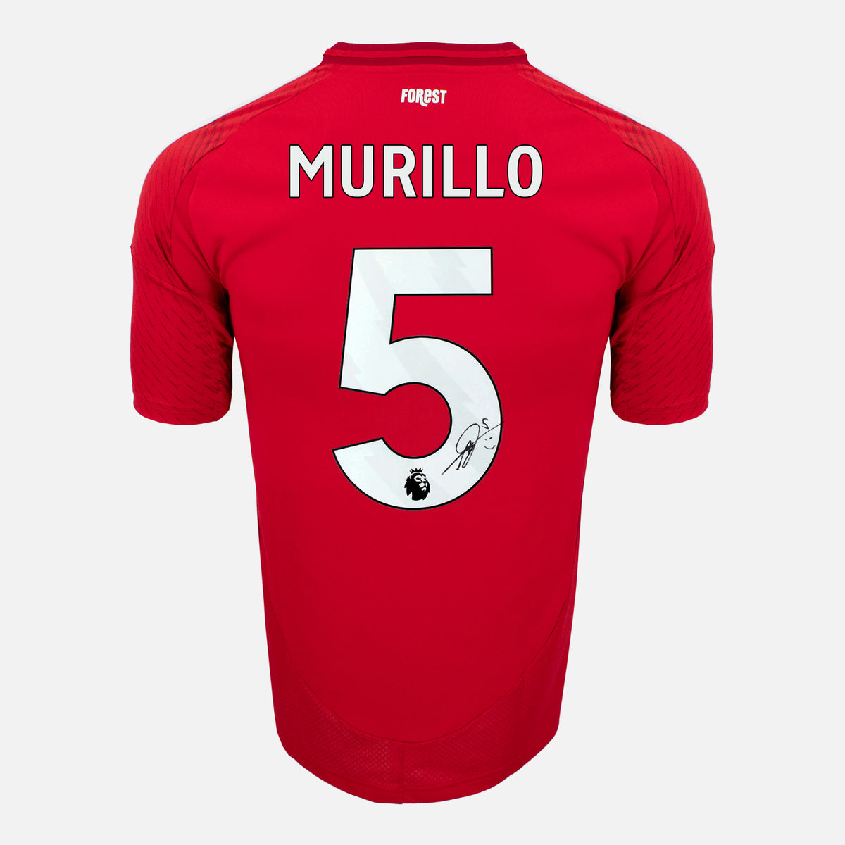 Murillo Signed Nottingham Forest Shirt 2024-25 Home [5] — Nottingham Forest signed shirt from the 2024 to 2025 season | The Vault