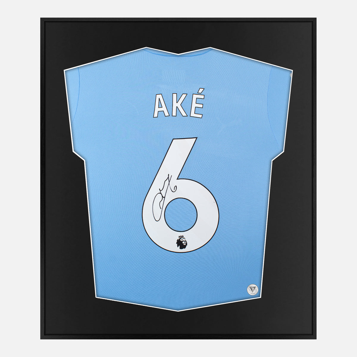 Framed Ake Signed Shirt, New Manchester City Home [Lite] — Authentic signature with NFC and COA | The Vault