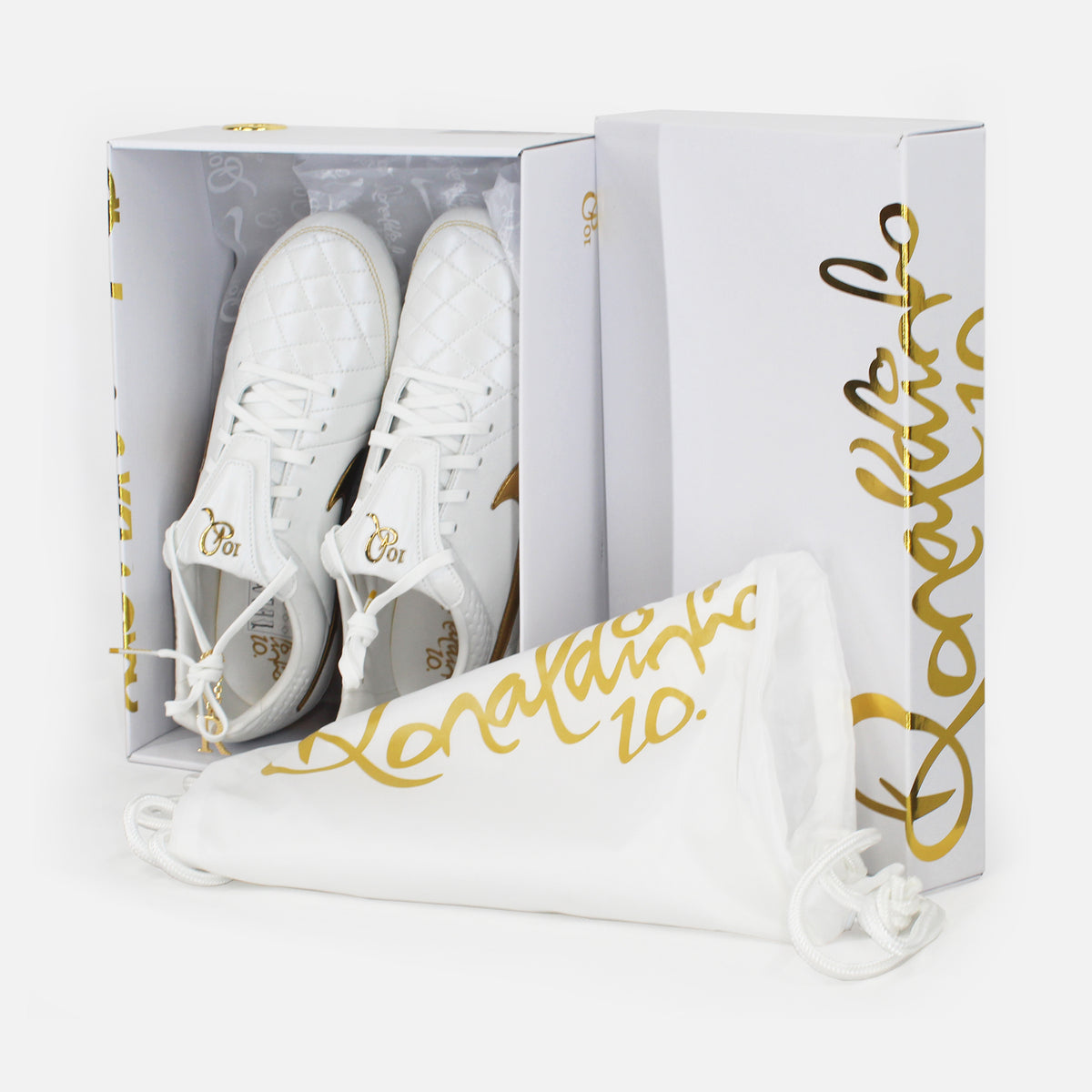 Nike Tiempo Legend Elite Boots White/Gold Ronaldinho FG [New] UK 10 — Built to wear or collect | The Vault