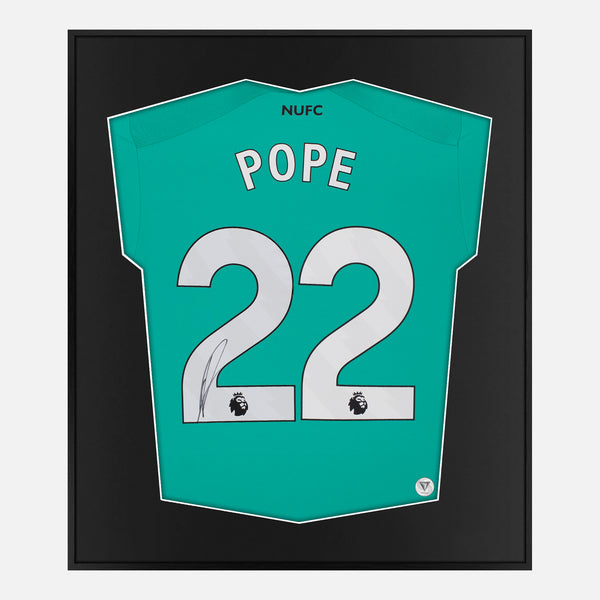 Framed Nick Pope Signed Newcastle Shirt, Goalkeeper kit [Lite]