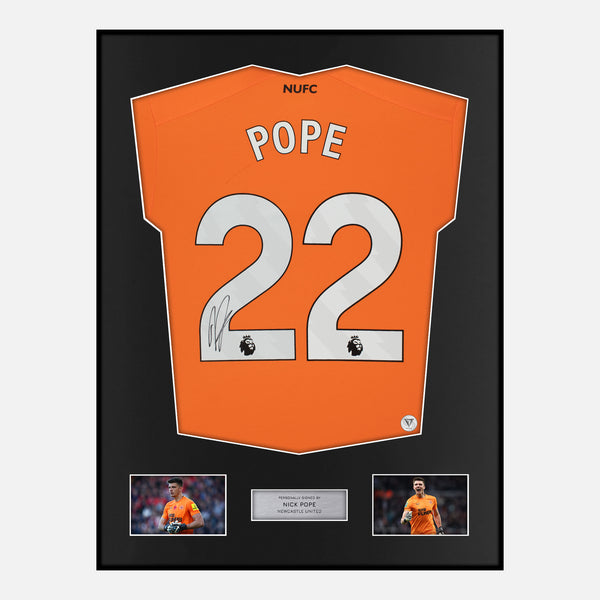 Framed Nick Pope Signed Newcastle United Shirt 2023-24 Goalkeeper [Modern]