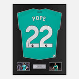 Framed Nick Pope Signed Newcastle United Shirt 2023-24 Goalkeeper [Modern]