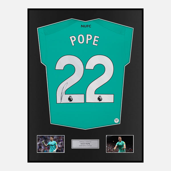 Framed Nick Pope Signed Newcastle United Shirt 2023-24 Goalkeeper [Modern]