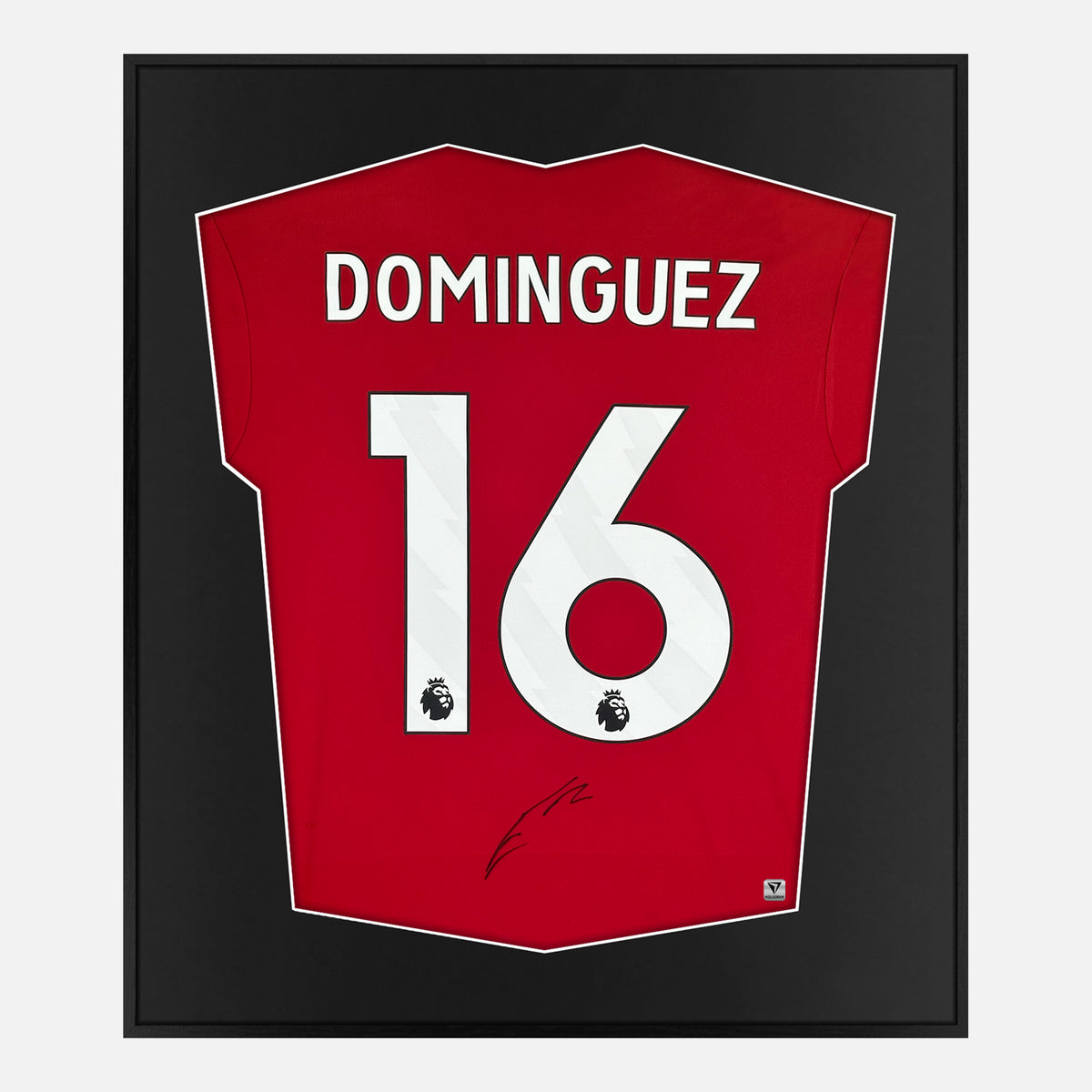 Framed Domínguez Signed Shirt, Nottingham Forest Home [Lite] — Authentic signature with NFC and COA | The Vault