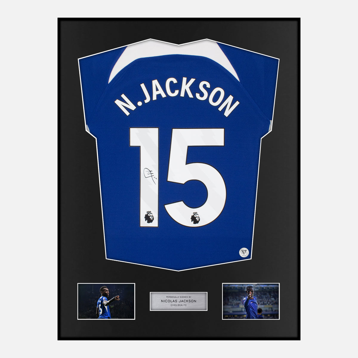 Framed Nicolas Jackson Signed Chelsea Shirt 2023-24 Home [Classic] — Verified autograph with NFC and certificate | The Vault