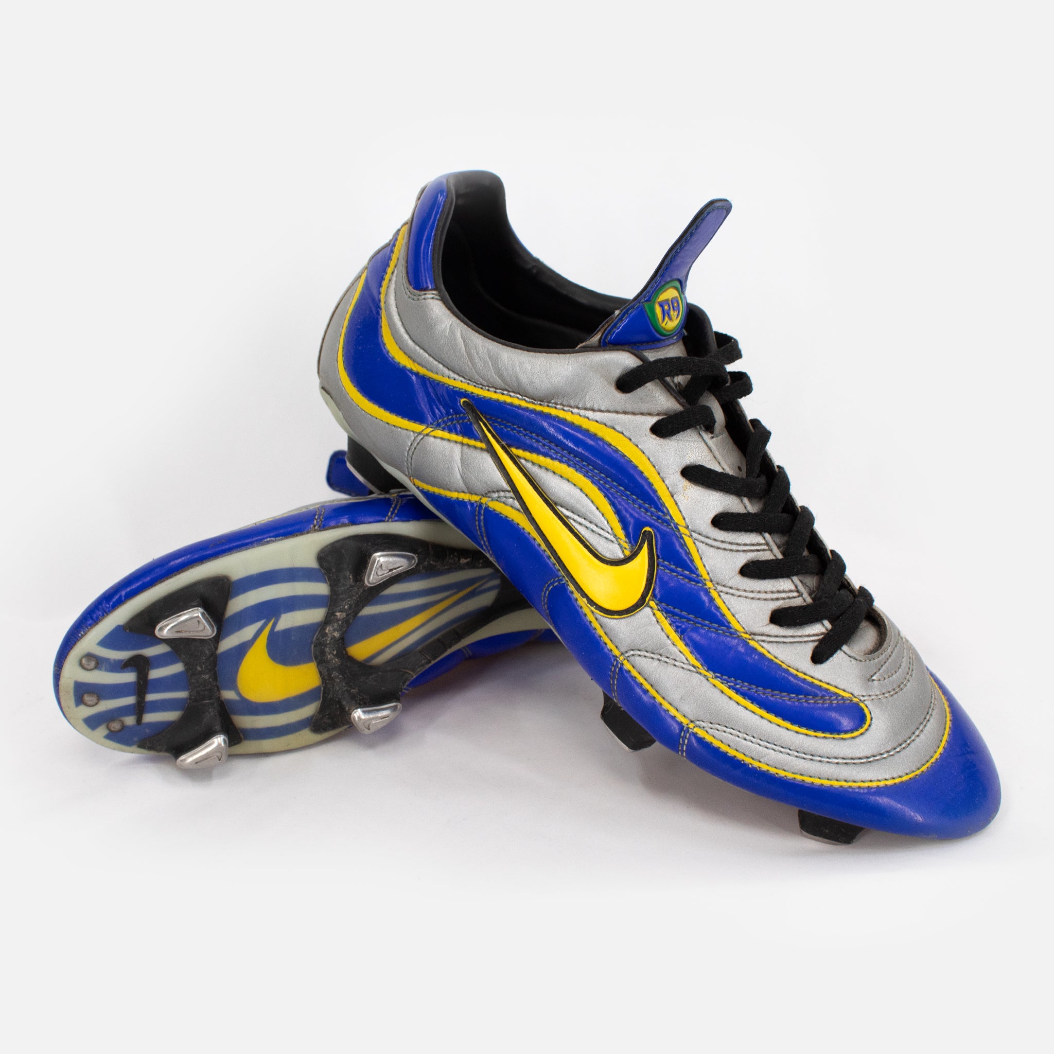Nike R9 Multitaco Nike Mercurial 1998 R9 SG Boots | Silver/Blue/Yellow