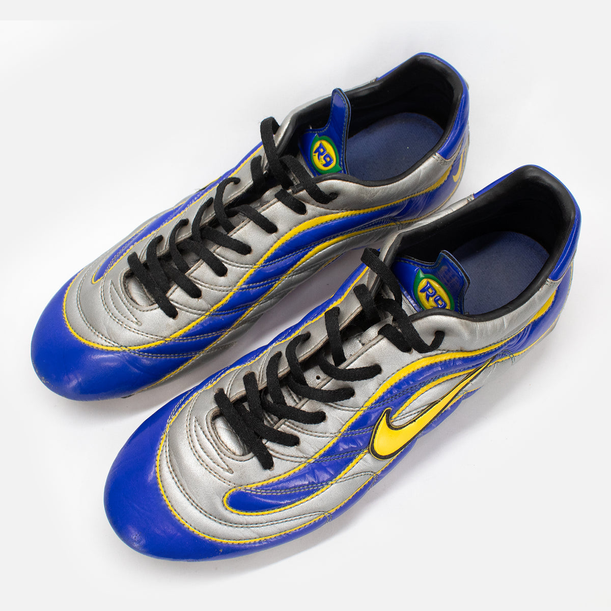 Nike Mercurial 1998 R9 Boots Silver/Blue/Yellow SG [Excellent] UK 9.5 — Built to wear or collect | The Vault