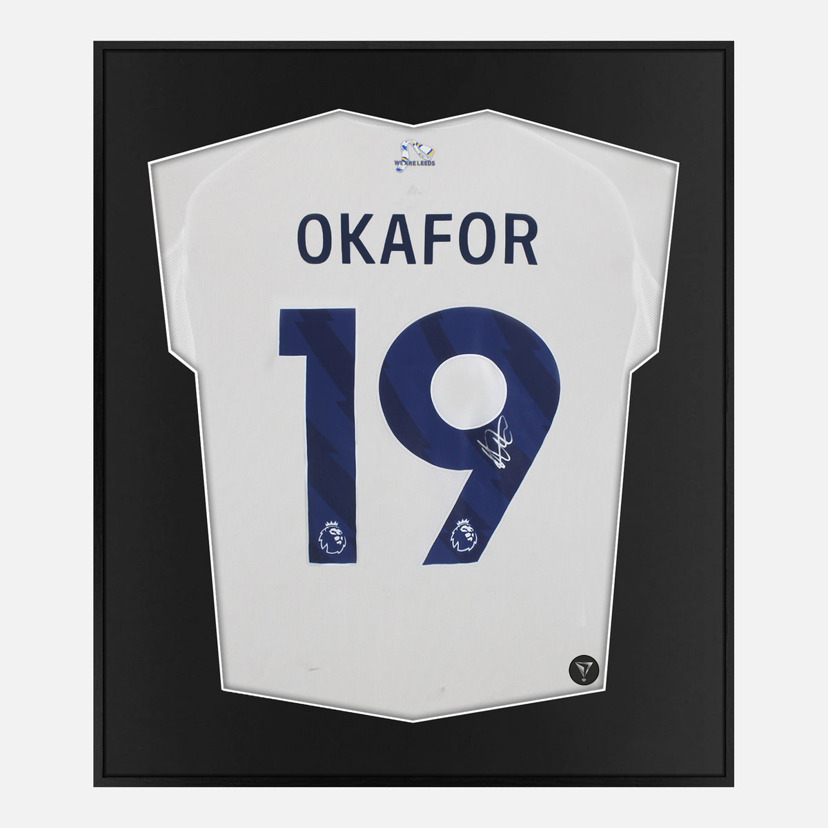 Framed Noah Okafor Signed Shirt, Leeds United [Lite] — Lite framed Leeds United shirt signed by Noah Okafor | The Vault