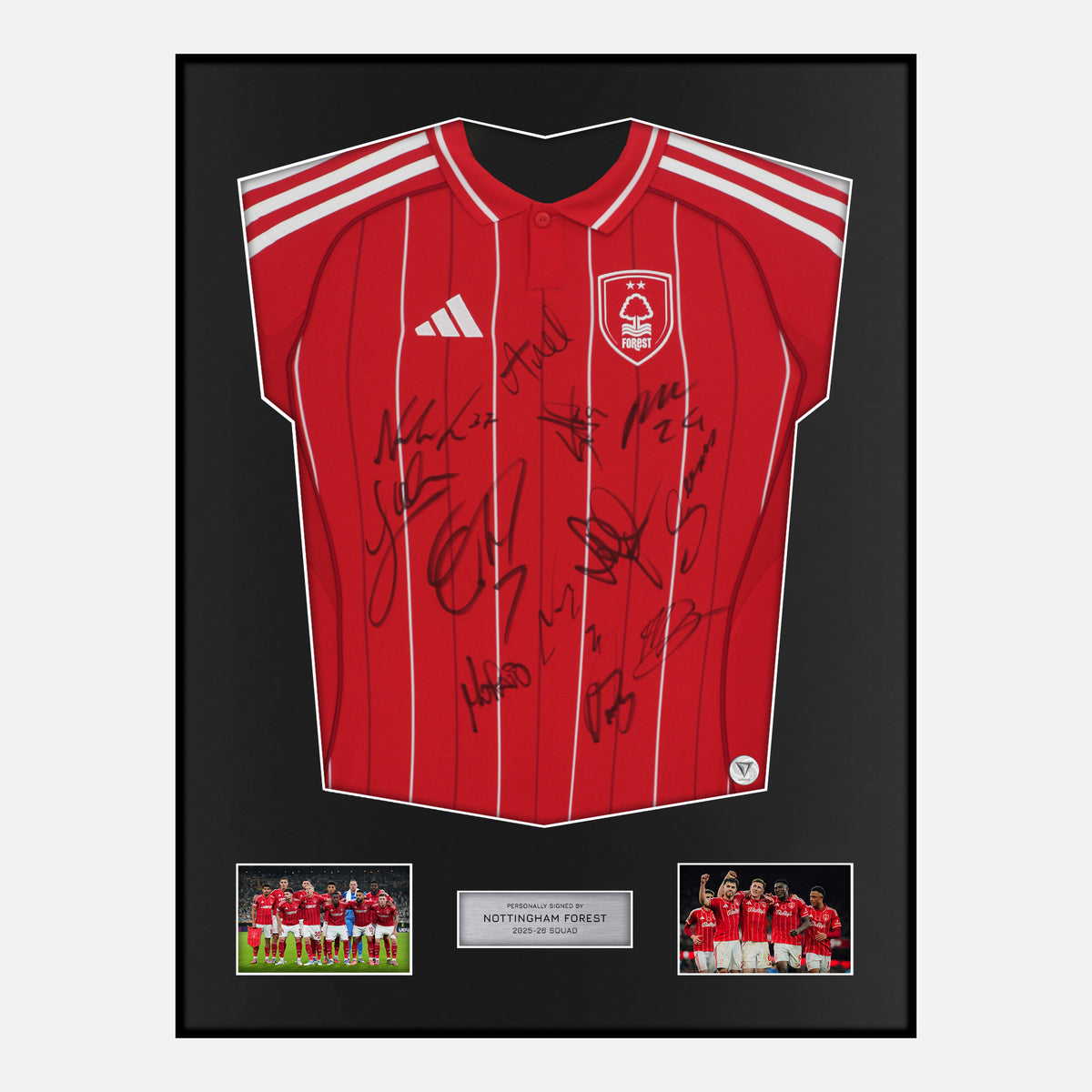 Framed Squad Signed Nottingham Forest Shirt 2025-26 Home [Classic] — Verified autograph with NFC and certificate | The Vault