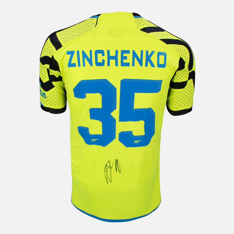 Framed Zinchenko Signed Arsenal Shirt, Neon Yellow Away [Mini]