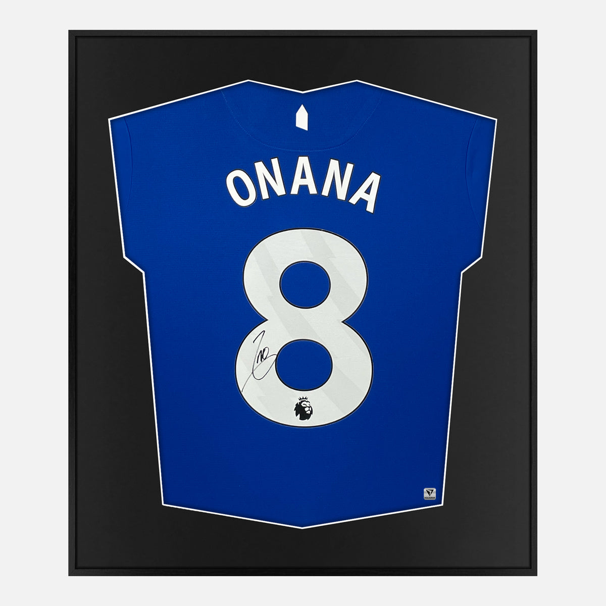 Framed Onana Signed Everton Shirt, Number 8 Home [Lite] — Authentic signature with NFC and COA | The Vault