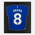 Framed Onana Signed Everton Shirt, Number 8 Home [Lite]